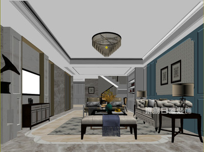 藍郡左岸 現(xiàn)代美式裝修 客廳設計圖效果圖_裝修效果圖大全2017圖片 1146450 -東易日盛裝飾