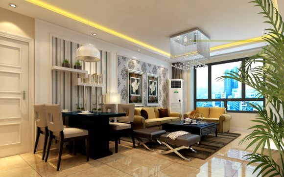 客餐廳一體的現(xiàn)代風(fēng)格裝修設(shè)計真大氣,鄰居看了都說夠檔次!